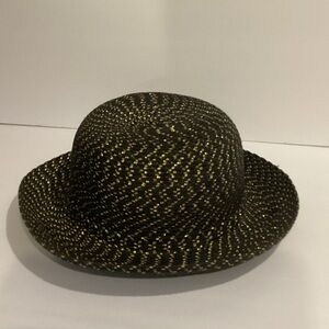 Nine West Black and Gold Textured Hat
